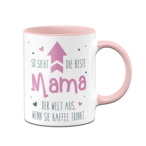 Tassenbrennerei Tasse So sieht die beste Mama der Welt aus wenn sie Kaffee trinkt - Geschenk mit Spruch lustig (Mama-Rosa) von Tassenbrennerei