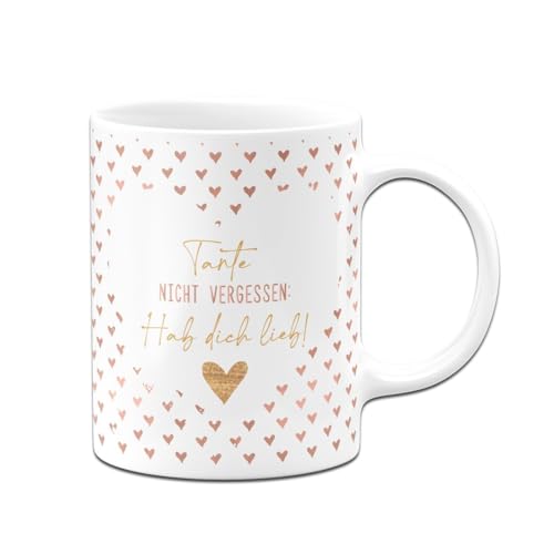 Tassenbrennerei Tasse - Tante Nicht vergessen: Hab dich lieb! - Rundherumdruck - Kaffeetasse als Geschenk (Weiß) von Tassenbrennerei