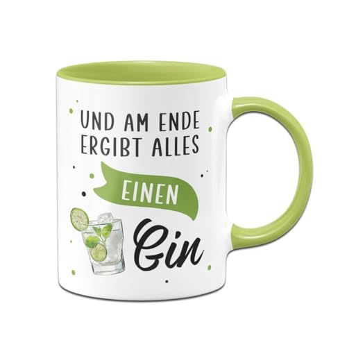 Tassenbrennerei Tasse - Und am Ende ergibt alles einen Gin - Kaffeetasse lustig mit Spruch - Glas & Gläser - Geschenk für Kollegin, Kollege (Grün) von Tassenbrennerei