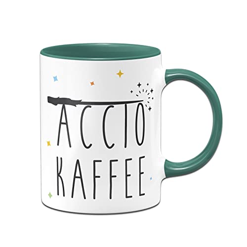 Tassenbrennerei Tasse mit Spruch Accio Kaffee - Kaffeetasse lustig für Fantasy Fans - Fanartikel als Geschenk (Dunkelgrün) von Tassenbrennerei