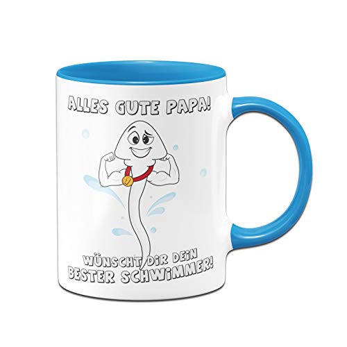 Tassenbrennerei Tasse mit Spruch Alles Gute Papa wünscht Dir Dein Bester Schwimmer - Kaffeetasse lustig Geschenk - Spülmaschinenfest (Blau) von Tassenbrennerei