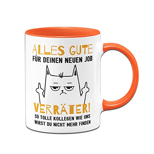 Tassenbrennerei Tasse mit Spruch Alles Gute für Deinen neuen Job - Geschenk zum Abschied - Jobwechsel Abschiesgeschenk für Kollegen (Orange) von Tassenbrennerei