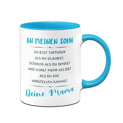 Tassenbrennerei Tasse mit Spruch An Meinen Sohn von Mama - Geschenk für Sohn, Tassen mit Sprüchen (Blau) von Tassenbrennerei