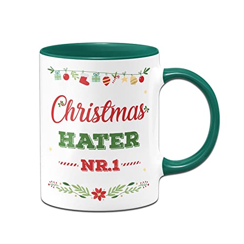 Tassenbrennerei Tasse mit Spruch Christmas Hater Nr 1 - Kaffeetasse lustig Anti Weihnachtstasse Ich hasse Weihnachten (Dunkelgrün) von Tassenbrennerei