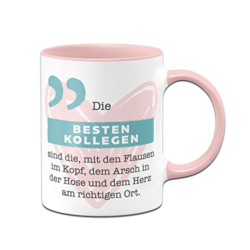 Tassenbrennerei Tasse mit Spruch Die besten Kollegen - Kaffeetasse als Geschenk, Abschiedsgeschenk für Kollegen, Kollegin zum Abschied (Rosa) von Tassenbrennerei