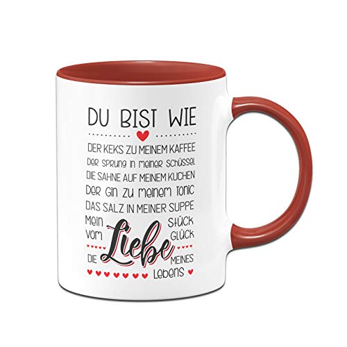 Tassenbrennerei Tasse mit Spruch Du bist die Liebe meines Lebens - Geschenk für Freundin, Freund - Ich Liebe Dich Liebessprüche (Rot) von Tassenbrennerei