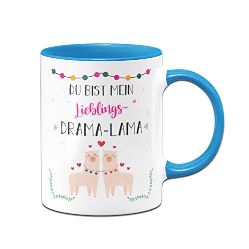 Tassenbrennerei Tasse mit Spruch Du bist mein Lieblings Drama Lama - Kaffeetasse lustig - Geschenk für beste Freundin (Blau) von Tassenbrennerei