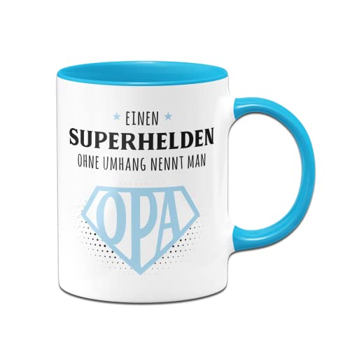 Tassenbrennerei Tasse mit Spruch Einen Superhelden ohne Umhang nennt man Opa - Kaffeetasse lustig als Geschenk für Großvater (Blau) von Tassenbrennerei
