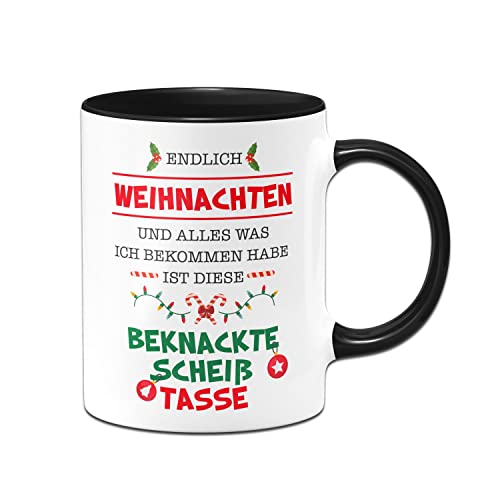 Tassenbrennerei Tasse mit Spruch Endlich Weihnachten und alles was ich bekommen habe ist diese Tasse - Geschenk Kaffeetasse lustig, Weihnachtstasse (Schwarz) von Tassenbrennerei