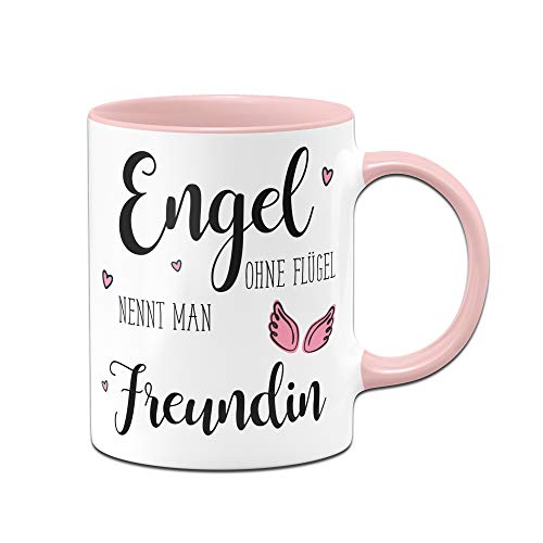 Tassenbrennerei Tasse mit Spruch Engel ohne Flügel nennt Man Freundin - Geschenk für Beste Freundin (Rosa) von Tassenbrennerei