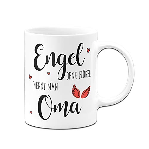 Tassenbrennerei Tasse mit Spruch Engel ohne Flügel nennt Man Oma - Geschenk für Großmutter (Weiß) von Tassenbrennerei