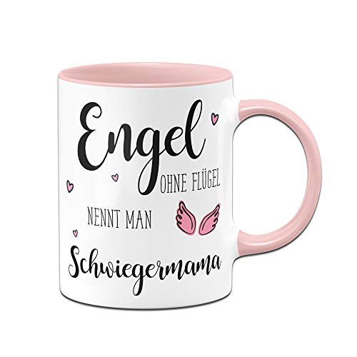 Tassenbrennerei Tasse mit Spruch Engel ohne Flügel nennt Man Schwiegermama - Geschenk Schwiegermutter (Rosa) von Tassenbrennerei