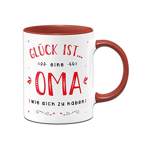 Tassenbrennerei Tasse mit Spruch Glück ist eine Oma wie Dich zu haben - Geschenk, (Rot) von Tassenbrennerei