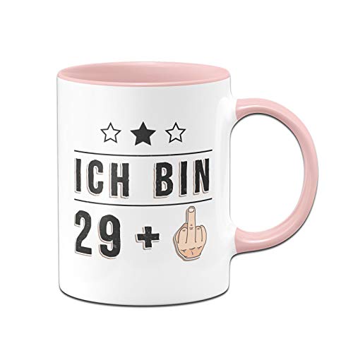 Tassenbrennerei Tasse mit Spruch Ich Bin 29 + Mittelfinger - Kaffeetasse lustig zum Geburtstag - Spülmaschinenfest (Rosa) von Tassenbrennerei