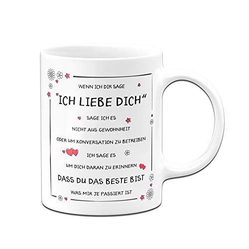 Tassenbrennerei Tasse mit Spruch Ich Liebe Dich - Geschenk für Freundin, Geschenk für Freund Tassen mit Sprüchen (Weiß/Rot) von Tassenbrennerei