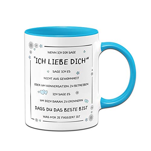 Tassenbrennerei Tasse mit Spruch Ich Liebe Dich - Geschenk für Freundin, Geschenk für Freund Tassen mit Sprüchen (Blau) von Tassenbrennerei