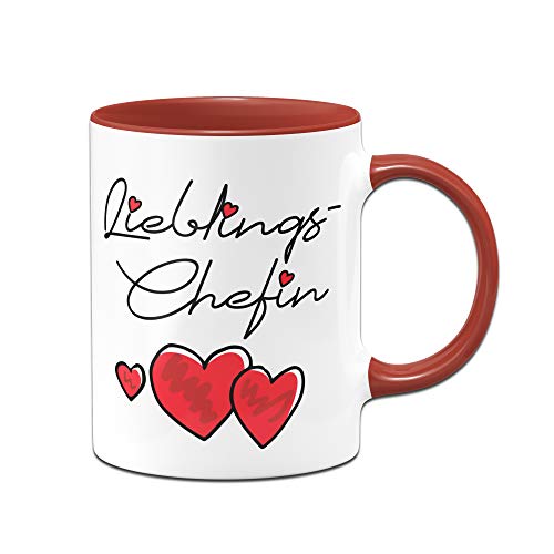 Tassenbrennerei Tasse mit Spruch Lieblings Chefin - Geschenk zum Abschied (Rot) von Tassenbrennerei
