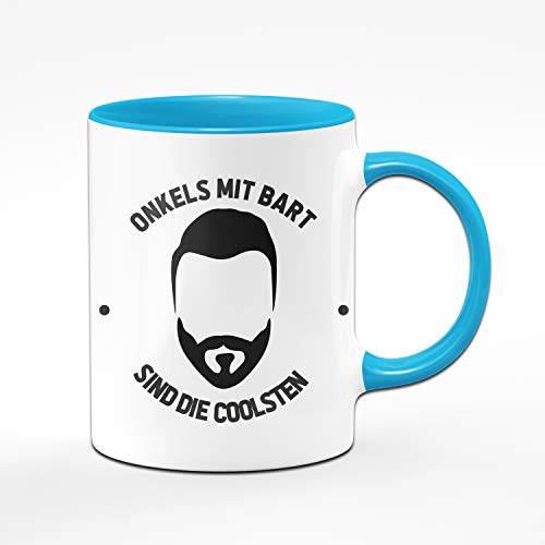 Tassenbrennerei Tasse mit Spruch Onkels mit Bart sind die Collsten - Geburtstagsgeschenk, Geschenk für Onkel (Blau) von Tassenbrennerei