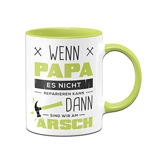 Tassenbrennerei Tasse mit Spruch Papa reparieren - Geschenk für Vater - Geburtagsgeschenk, Vatertag - Tassen mit Sprüchen lustig (Grün) von Tassenbrennerei