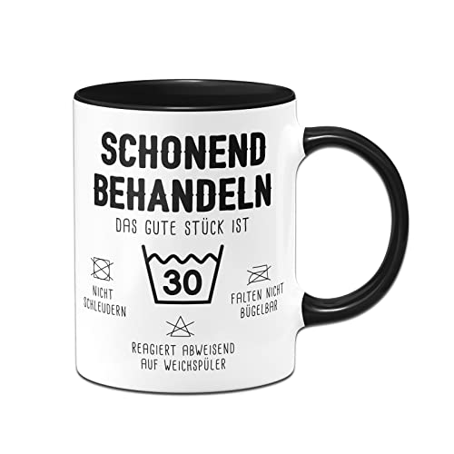 Tassenbrennerei Tasse mit Spruch Schonend behandeln Das gute Stück ist 30 Kaffeetasse | 30 bis 80 | lustigals Geschenk runder Geburtstag (30) von Tassenbrennerei