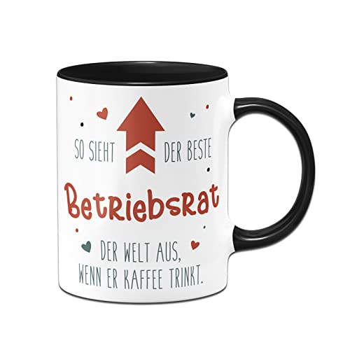 Tassenbrennerei Tasse mit Spruch - So sieht der beste Betriebsrat der Welt aus, wenn er Kaffee trinkt - Kaffeetasse lustig als Geschenk für Kollegen, Kollegin (Betriebsrat) von Tassenbrennerei