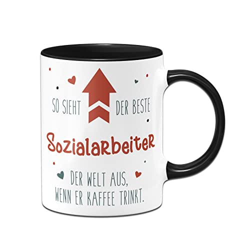 Tassenbrennerei Tasse mit Spruch - So sieht der beste Sozialarbeiter der Welt aus, wenn er Kaffee trinkt - Kaffeetasse lustig als Geschenk für Kollegen, Kollegin (Sozialarbeiter) von Tassenbrennerei