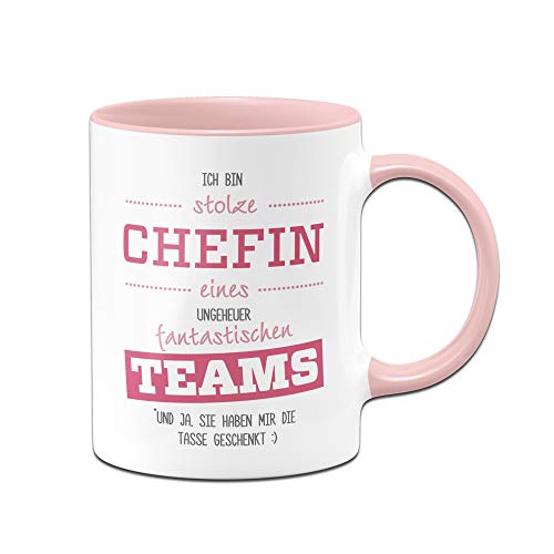 Tassenbrennerei Tasse mit Spruch Stolze Chefin eines fantastischen Teams - lustige Geschenke für Chefin - Chef Kaffeetasse von Tassenbrennerei