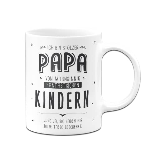 Tassenbrennerei Tasse mit Spruch Stolzer Papa eines fantastischen Sohnes - Kaffeetasse lustig als Geschenk für (Papa/Kinder, Weiß) von Tassenbrennerei