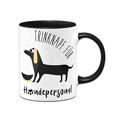 Tassenbrennerei Tasse mit Spruch Trinknapf für Hundepersonal - Kaffeetasse lustig Geschenk für Hunde-Bestizter - Hundegeschenke (Schwarz) von Tassenbrennerei