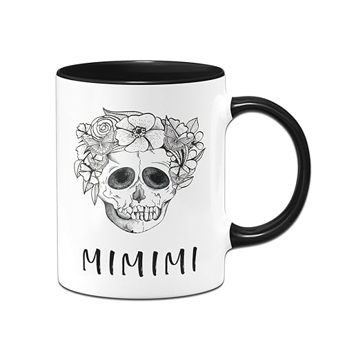 Tassenbrennerei Totenkopf Tasse mit Spruch - Mi Mi Mi - Totenkopftasse lustig Kaffeetasse als Bürotasse (Schwarz) von Tassenbrennerei