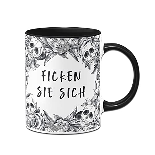 Tassenbrennerei Totenkopf Tasse mit Spruch: F- Sie sich - Skull Statement Kaffeetasse lustig als Geschenk für Kollegen von Tassenbrennerei