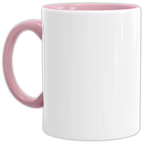 Bastel-Tassen ohne Druck zum Bemalen aus Hochwertiger Keramik Einzeln oder im Set/Mug/Cup/Becher/Pott - Innen & Henkel Rosa 1 Stück von Tassendruck