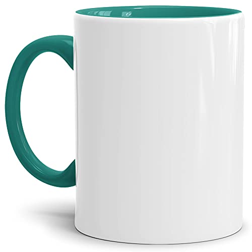 Bastel-Tassen ohne Druck zum Bemalen aus Hochwertiger Keramik Einzeln oder im Set/Mug/Cup/Becher/Pott Innen & Henkel Türkis 12er Set von Tassendruck