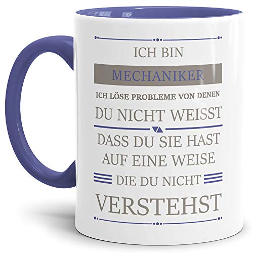 Berufe-Tasse Ich bin Mechaniker, ich löse Probleme, die du nicht verstehst Innen & Henkel Cambridge Blau/Für Ihn/Job/mit Spruch/Kollegen/Arbeit/Geschenk von Tassendruck