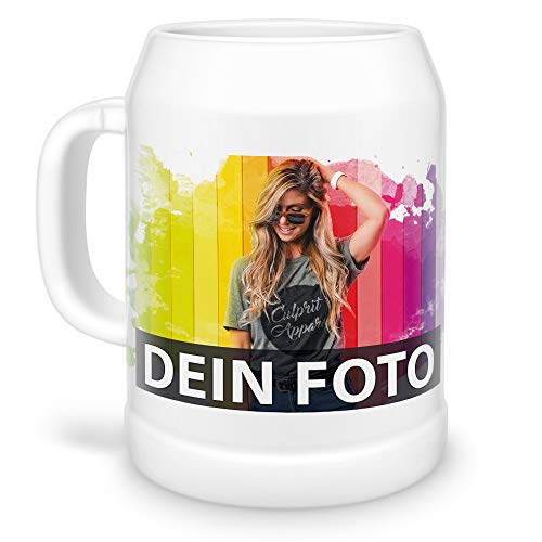 Bierkrug selbst individuell gestalten/Personalisierbar mit eigenem Foto oder Text Bedrucken/Vereins-Humpen/Maß/Seidel/Bierbembel/Bierkrug von Tassendruck