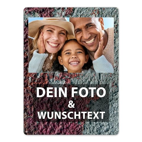 Tassendruck Blech-Schild mit Foto und Text selbst gestalten/Personalisierbar mit eigenem Bild als Metall-Poster / A3 (30x40cm) im Hochformat/Rost 7 von Tassendruck