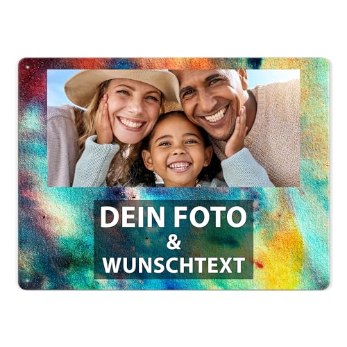 Blech-Schild mit Foto und Text selbst gestalten/Personalisierbar mit eigenem Bild als Metall-Poster / A3 (30x40cm) im Querformat/Abstrakt 10 von Tassendruck