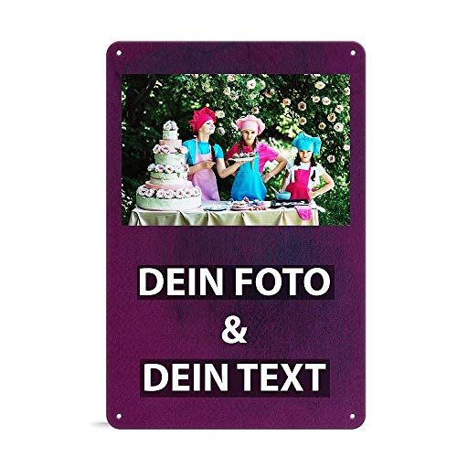 Tassendruck Blech-Schild mit Foto und Text selbst gestalten/Personalisierbar mit eigenem Bild als Metall-Poster / A4 (21x30cm) im Hochformat/Aquarell 3 von Tassendruck