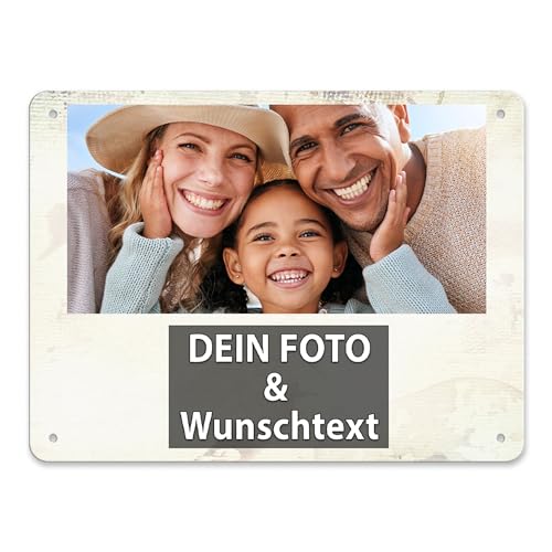 Tassendruck Blech-Schild mit Foto und Text selbst gestalten/Personalisierbar mit eigenem Bild als Metall-Poster / A5 (15x20cm) im Querformat/Papier 9 von Tassendruck