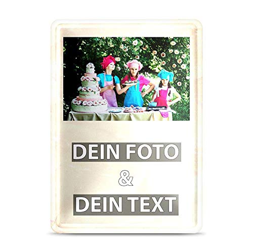 Blech-Schild mit Foto und Text selbst gestalten/Personalisierbar mit eigenem Bild als Metall-Poster / A6 (10x15cm) im Hochformat/Papier 1 von Tassendruck