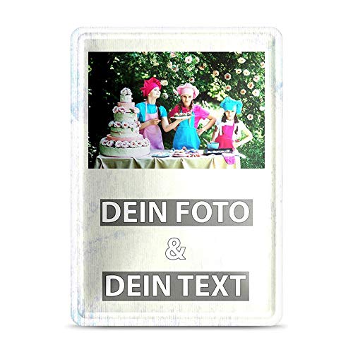 Blech-Schild mit Foto und Text selbst gestalten/Personalisierbar mit eigenem Bild als Metall-Poster / A6 (10x15cm) im Hochformat/Papier 4 von Tassendruck