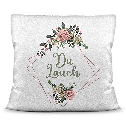 Deko-Kissen mit Blumen-Kranz und Spruch Du Lauch - Beleidigung/Schimpfwort/Geschenkidee / 40 cm x 40 cm/Kissen weiß Polyester (flauschig) inkl. Füllung von Tassendruck