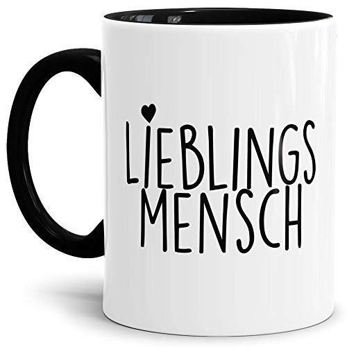 Tassendruck Design-Tasse Lieblingsmensch Innen und Henkel Schwarz - Kaffeetasse/Mug/Cup - Qualität Made in Germany von Tassendruck