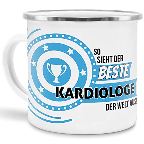 Emaille-Tasse mit Spruch "So sieht der beste Kardiologe der Welt aus" - Beruf/Arbeit/Hobby/Edelstahl-Becher/Metall-Tasse/Kollege von Tassendruck