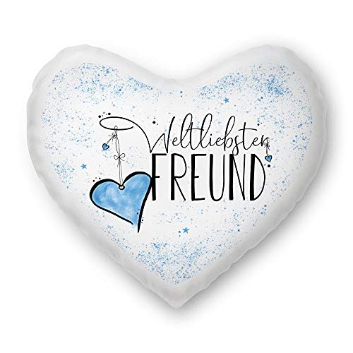 Familie-Kissen mit Spruch für den Weltbesten Freund Herzkissen - Kissenbezug inklusive Kissen/Verwandte/Geschenk-Idee/Liebling/Kinder/Herz-Kissen / 100% Polyester von Tassendruck