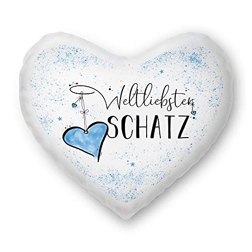 Familie-Kissen mit Spruch für den Weltliebsten Schatz Herzkissen - Kissenbezug inklusive Kissen/Verwandte/Geschenk-Idee/Liebling/Kinder/Herz-Kissen / 100% Polyester von Tassendruck