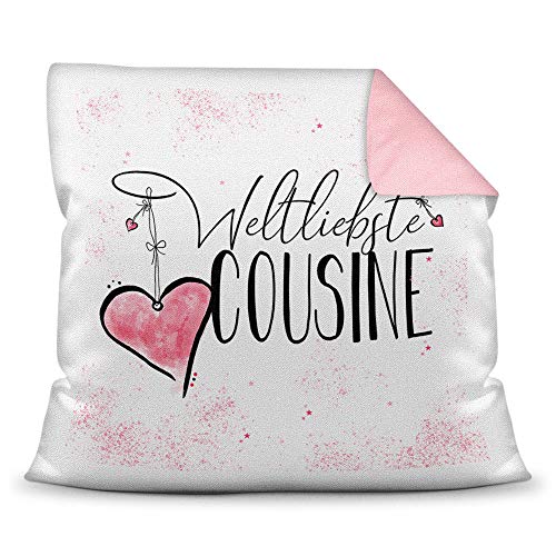 Familie-Kissen mit Spruch für die Weltbeste Cousine - Kissenbezug inklusive Kissen/Verwandte/Geschenk-Idee/Liebling/Kinder/Farbkissen Rückseite Altrosa Familie-Kissen mit Spruch für die Weltbeste Cousine - Kissenbezug inklusive Kissen/Verwandte/Geschenk-Idee/Liebling/Kinder/Farbkissen Rückseite Altrosa von Tassendruck