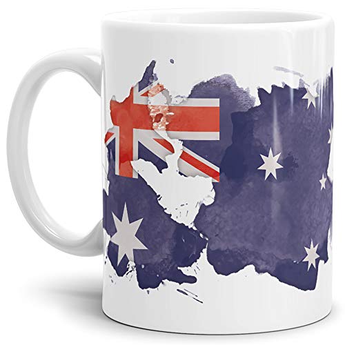 Flaggen-Tasse Australien Weiss - Fahne/Länderfarbe/Wasserfarbe/Aquarell/Cup/Tor/Qualität Made in Germany von Tassendruck