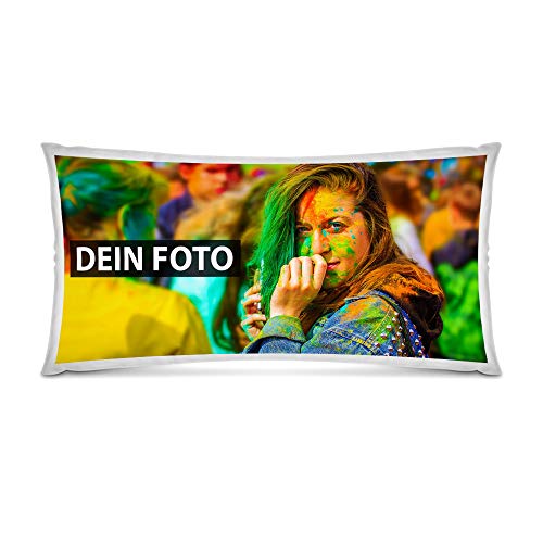 Foto-Kissen XXL Selbst gestalten (80 x 40 cm) - mit Foto individuell Bedruckt - Weiß - 100% Polyester/Inkl. Kissenfüllung/Personalisierte Geschenk-Idee/Kopfkissen mit eigenem Foto von Tassendruck