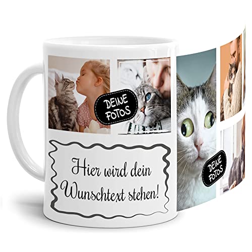 Foto-Tasse selbst gestalten mit Text & Collage für 6 Fotos - Geschenk für Familie, Freunde, Geburtstag, Weihnachten - Keramik Weiß, 300 ml I Personalisiert von Tassendruck